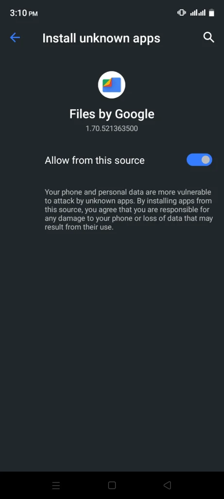 Go To Setting And Enable the Unknown Source
